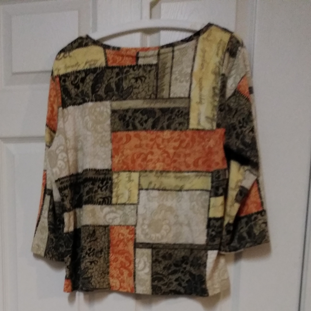 Chico's Chicos Vee V Neck Top 3/4:Sleeves Size 3 - Picture 9 of 12